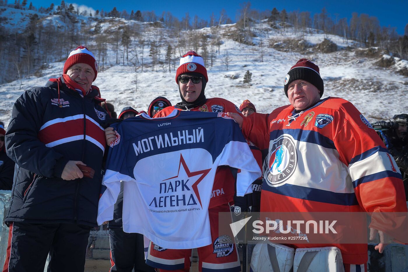 Night Hockey League tournament on Lake Baikal surface