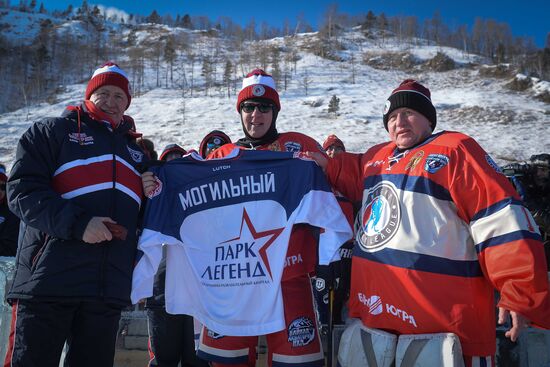 Night Hockey League tournament on Lake Baikal surface