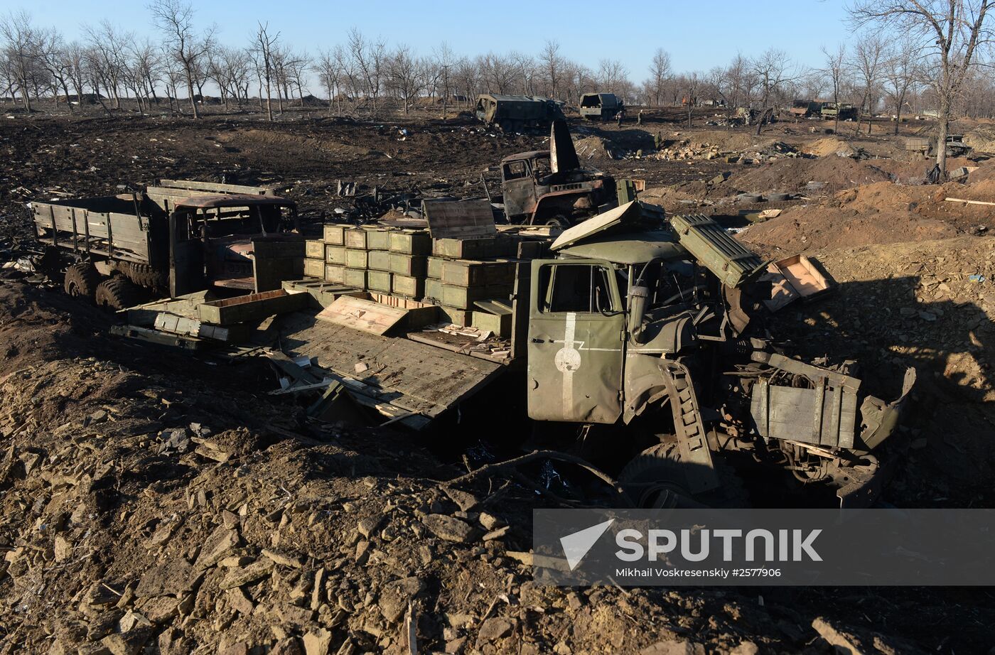 Destroyed fortified area of Ukrainian Armed Forces on the outskirts of Debaltseve