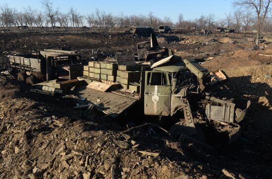 Destroyed fortified area of Ukrainian Armed Forces on the outskirts of Debaltseve