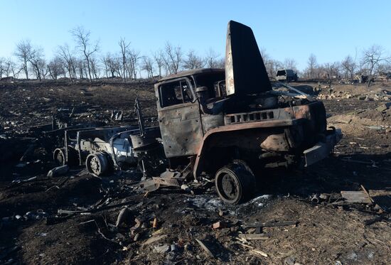 Destroyed fortified area of Ukrainian Armed Forces on the outskirts of Debaltseve