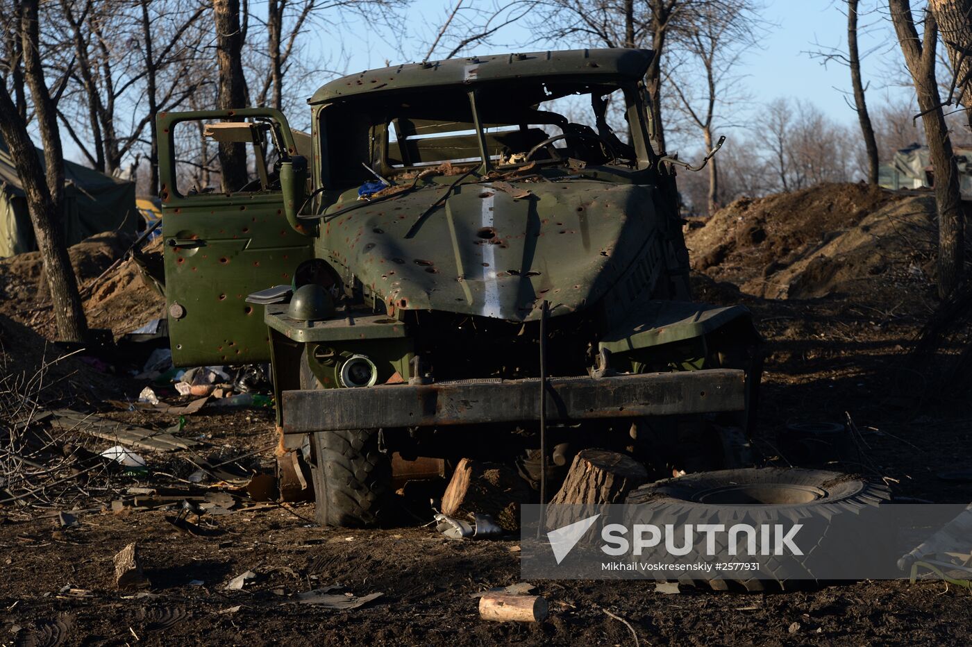 Destroyed fortified area of Ukrainian Armed Forces on the outskirts of Debaltseve