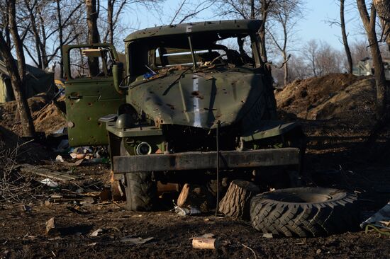 Destroyed fortified area of Ukrainian Armed Forces on the outskirts of Debaltseve
