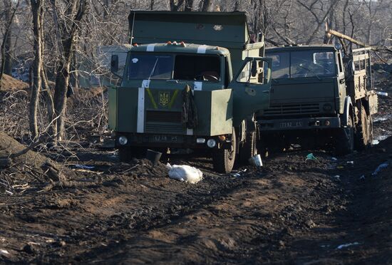Destroyed fortified area of Ukrainian Armed Forces on the outskirts of Debaltseve
