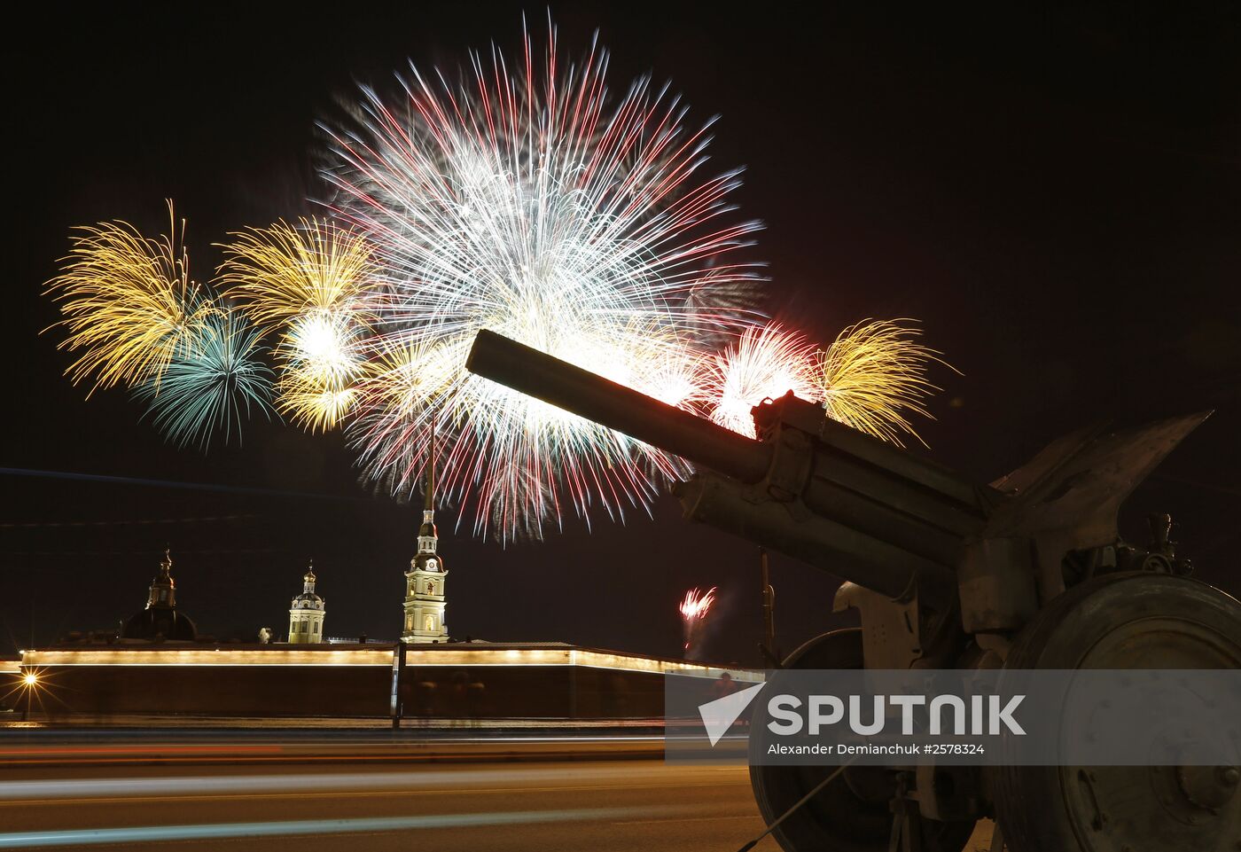 Fireworks on Defender of the Fatherland Day