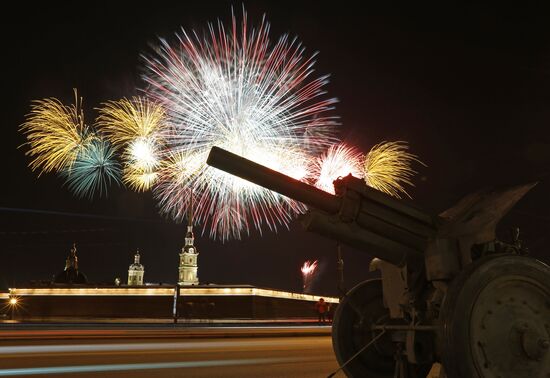 Fireworks on Defender of the Fatherland Day