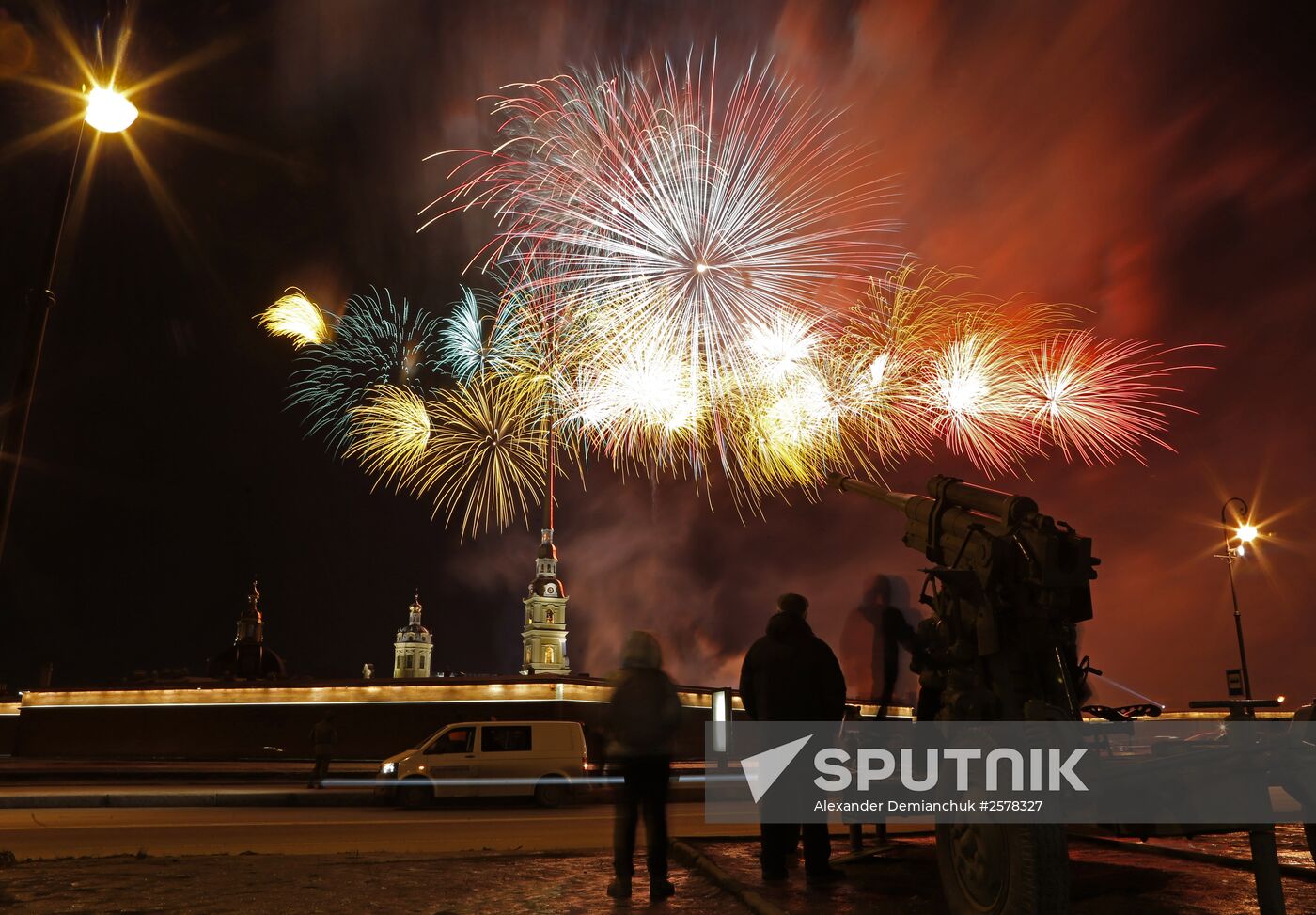 Fireworks on Defender of the Fatherland Day