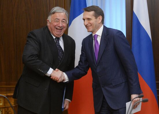 State Duma Speaker Sergei Naryshkin meets with President of the French Senate Gerard Larcher