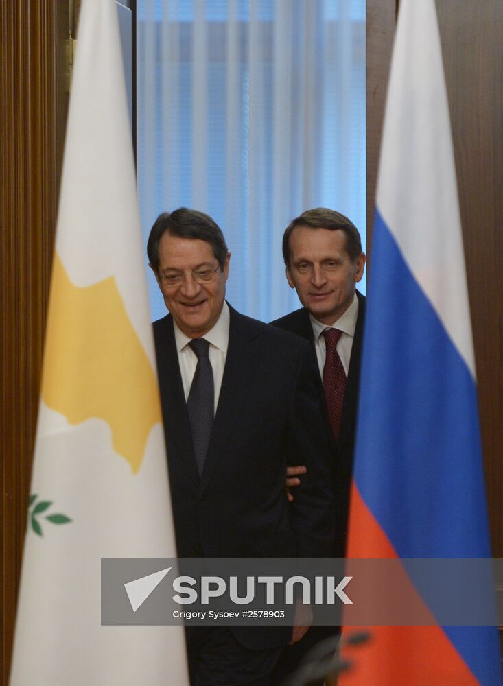 Russian State Duma Speaker Sergei Naryshkin meets with President of Cyprus Nicos Anastasiades