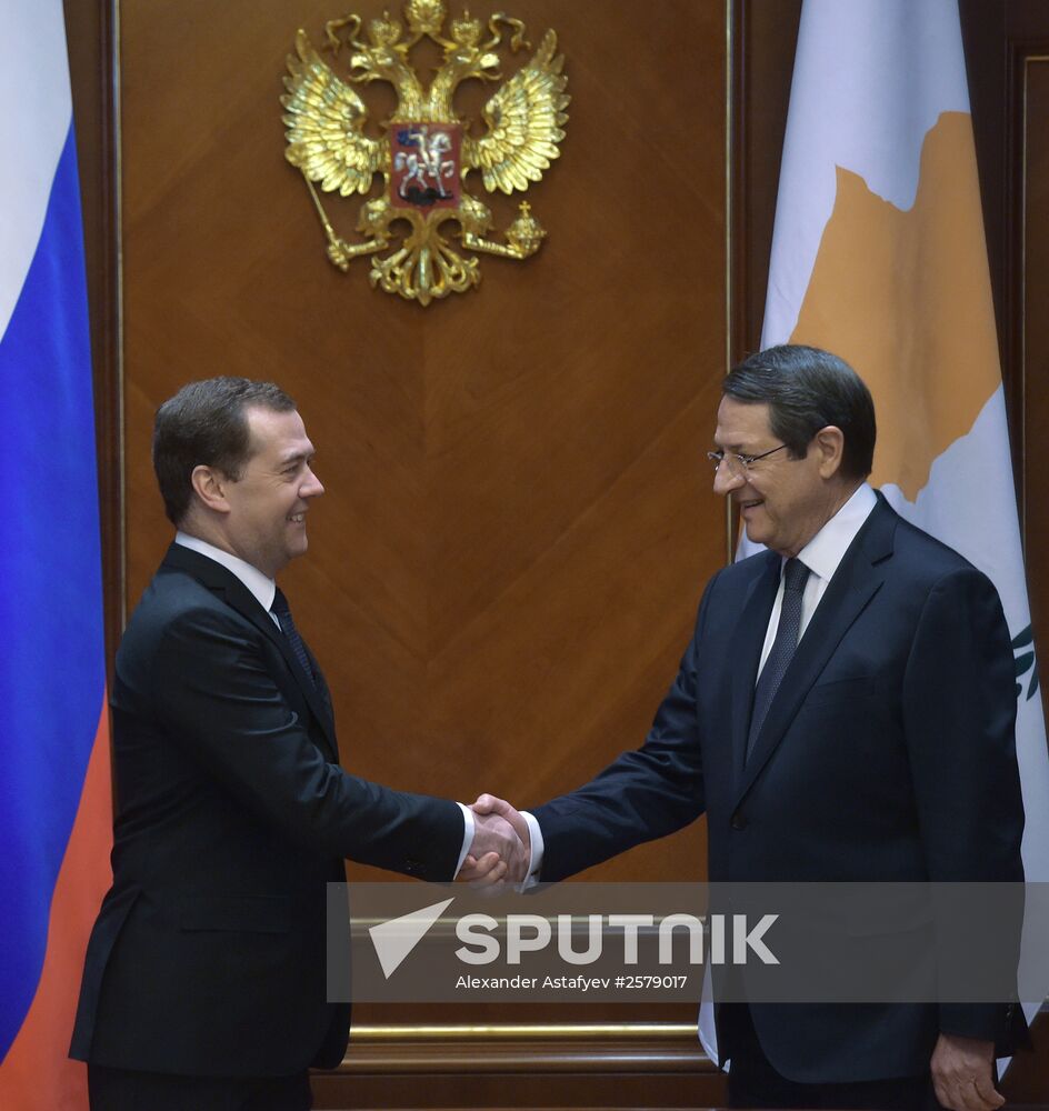 Russian Prime Minister Dmitry Medvedev's meeting with Cypriot President Nicos Anastasiades