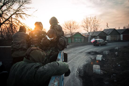 DPR self-defense fighters in Donetsk region