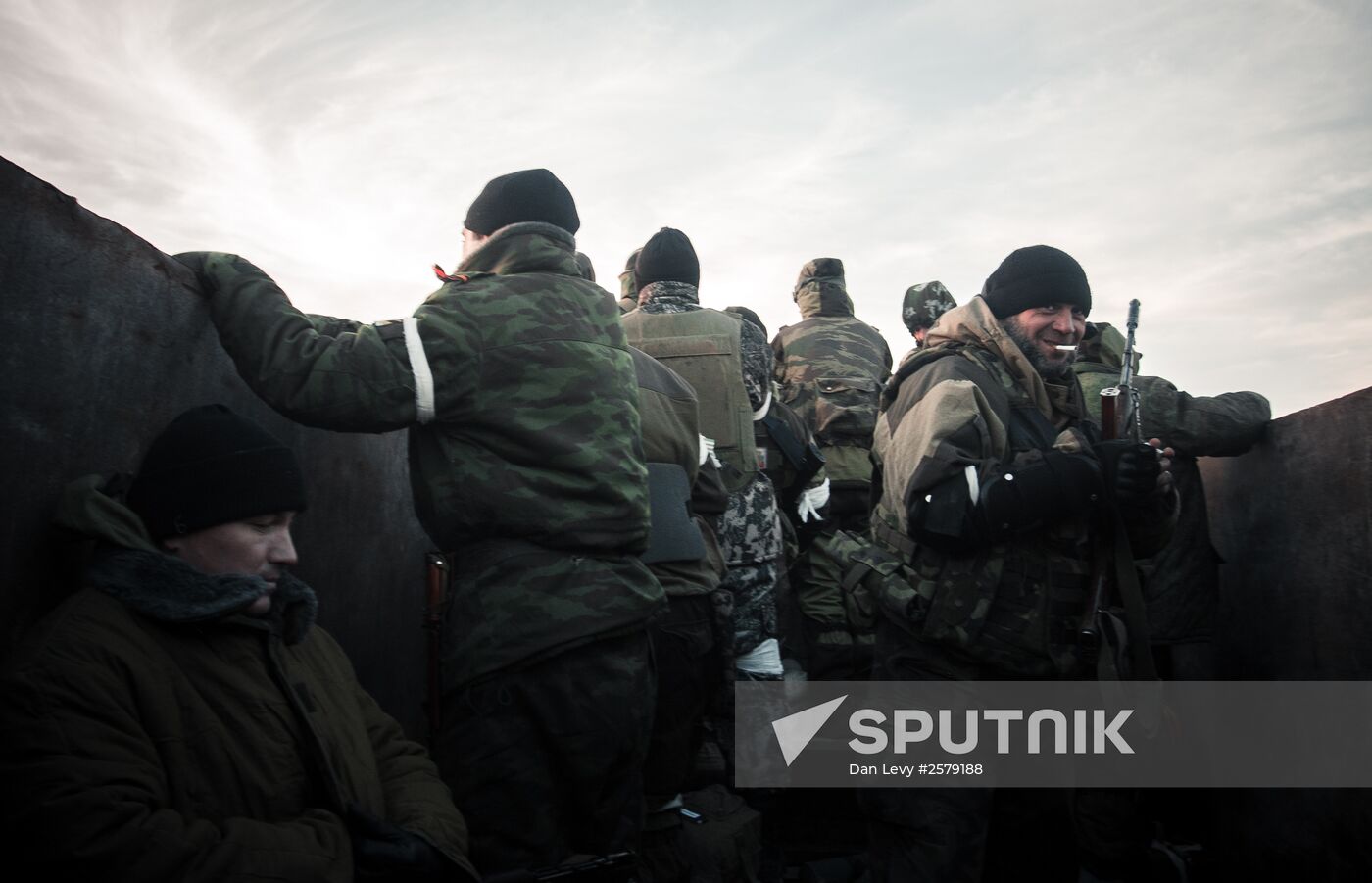 DPR self-defense fighters in Donetsk region