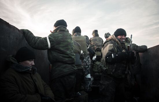 DPR self-defense fighters in Donetsk region