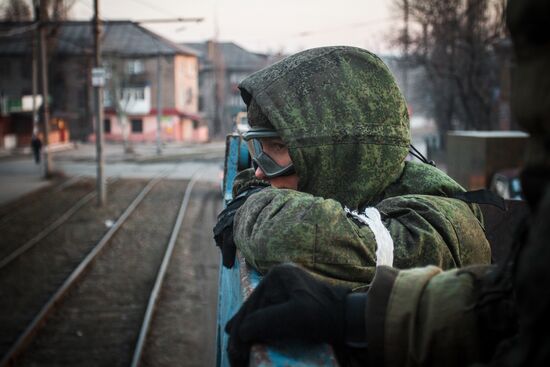 DPR self-defense fighters in Donetsk region