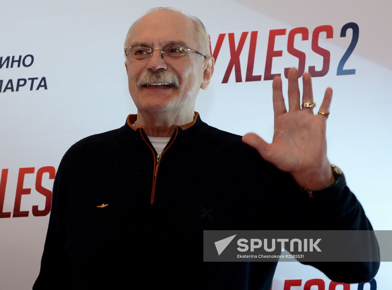 President of the Russian Fund of Culture, actor and film director Nikita Mikhalkov at the first run of the movie "Dukhless 2" by film director Roman Prygunov in the KARO 11 October Cinema. Location: Russia, Moscow. Author: Ekaterina Chesnokova/Sputnik. First run of movie "Dukhless 2"