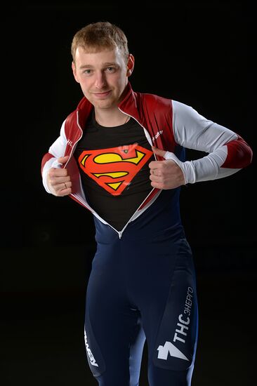 Photo shoot of Russian short-track team before world championships in Moscow