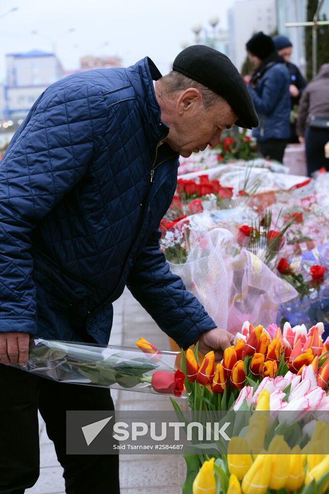 Flowers sold in Grozny on March 8