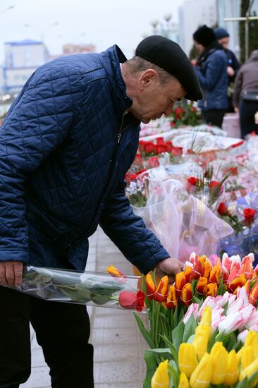 Flowers sold in Grozny on March 8