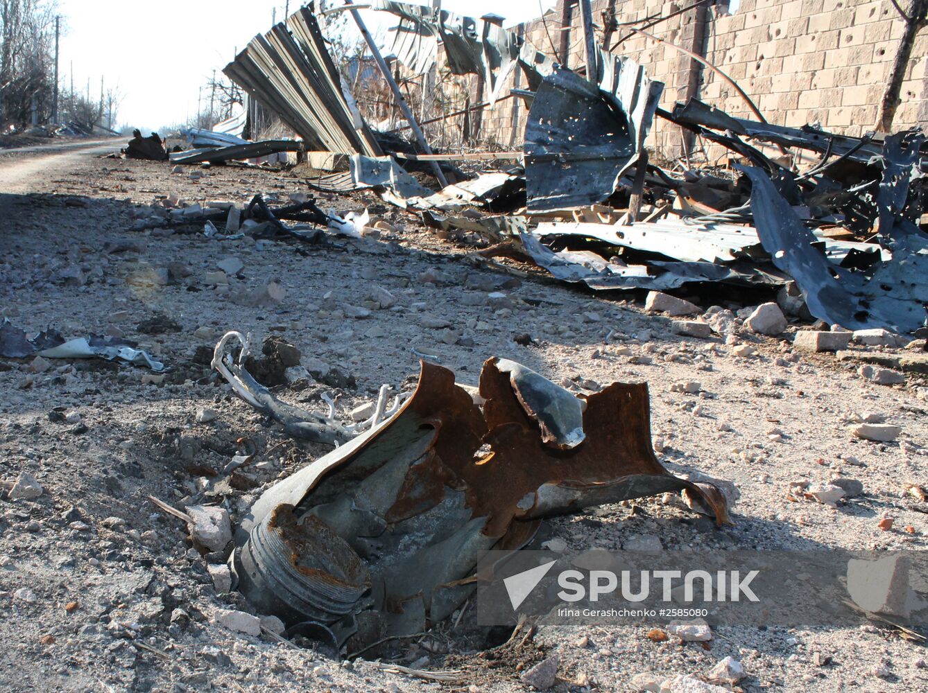 Destroyed area near Donetsk Airport