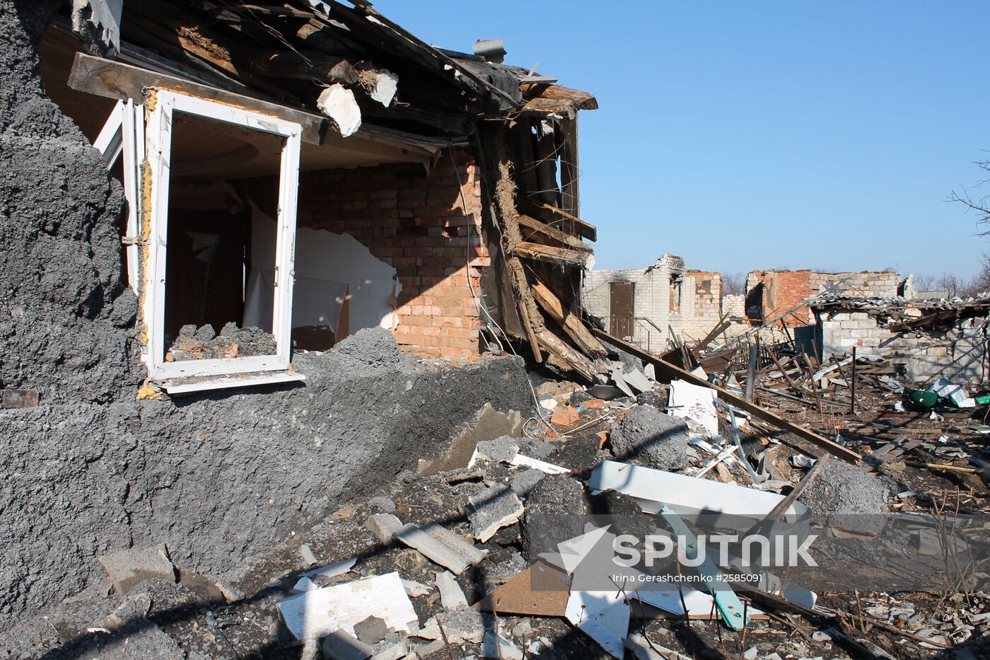 Destroyed area near Donetsk Airport