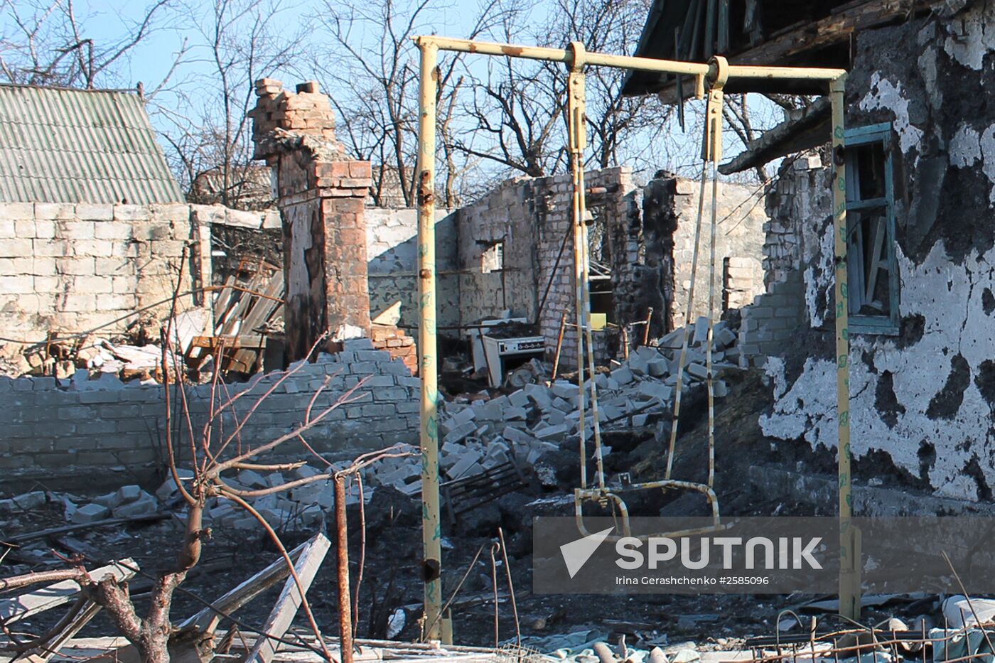 Destroyed area near Donetsk Airport