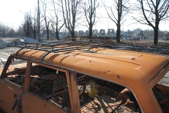 Destroyed area near Donetsk Airport