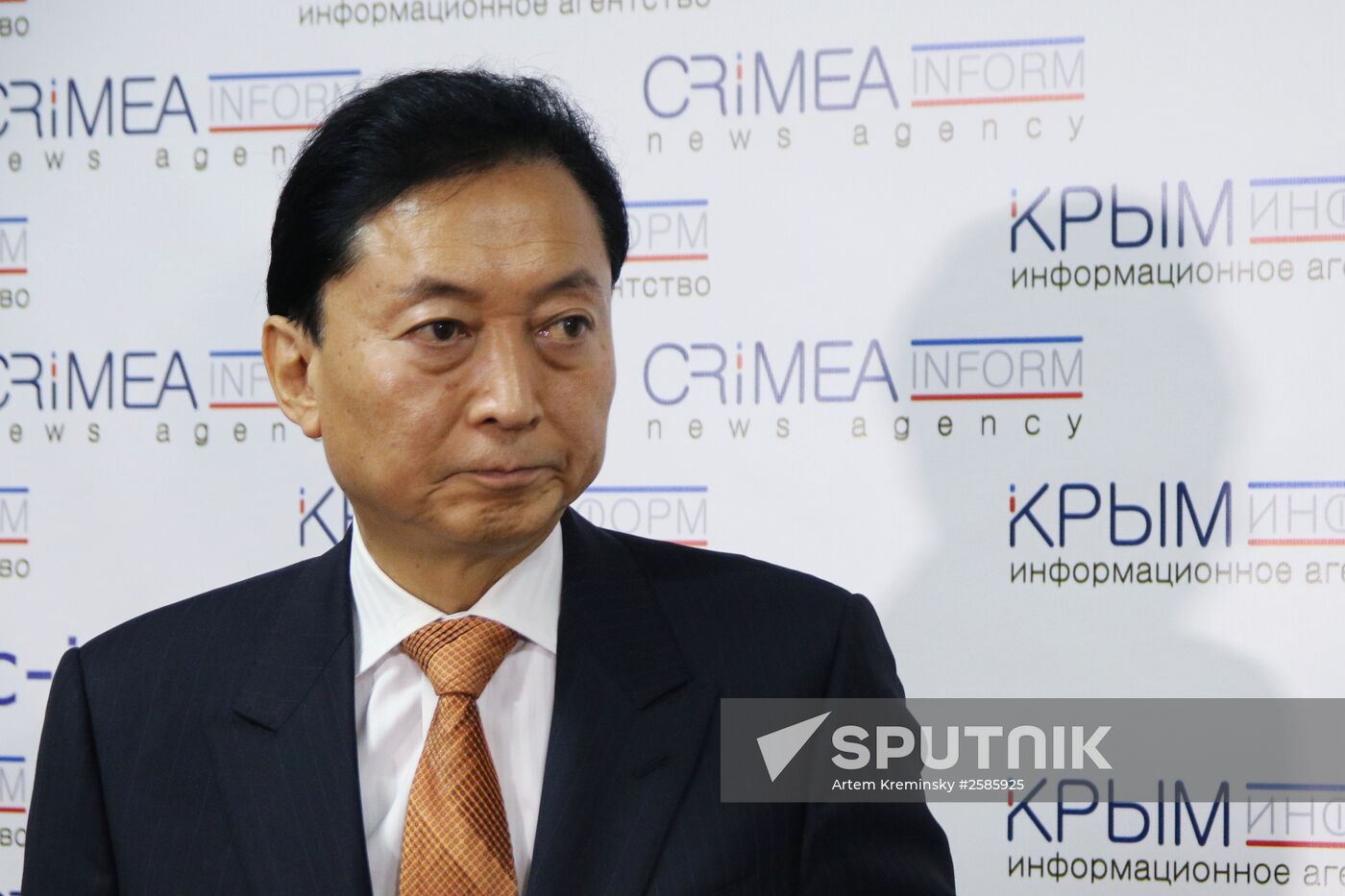 News conference by ex-prime minister of Japan Yukio Hatoyama in Simferopol