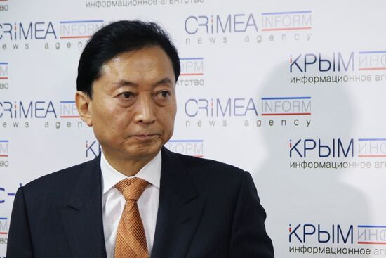 News conference by ex-prime minister of Japan Yukio Hatoyama in Simferopol