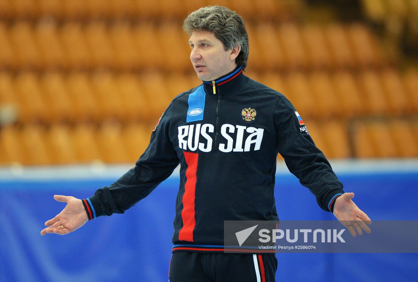 World Short Track Speed Skating Championships 2015 in Moscow. Training
