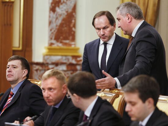 Prime Minister Dmitry Medvedev conducts government meeting