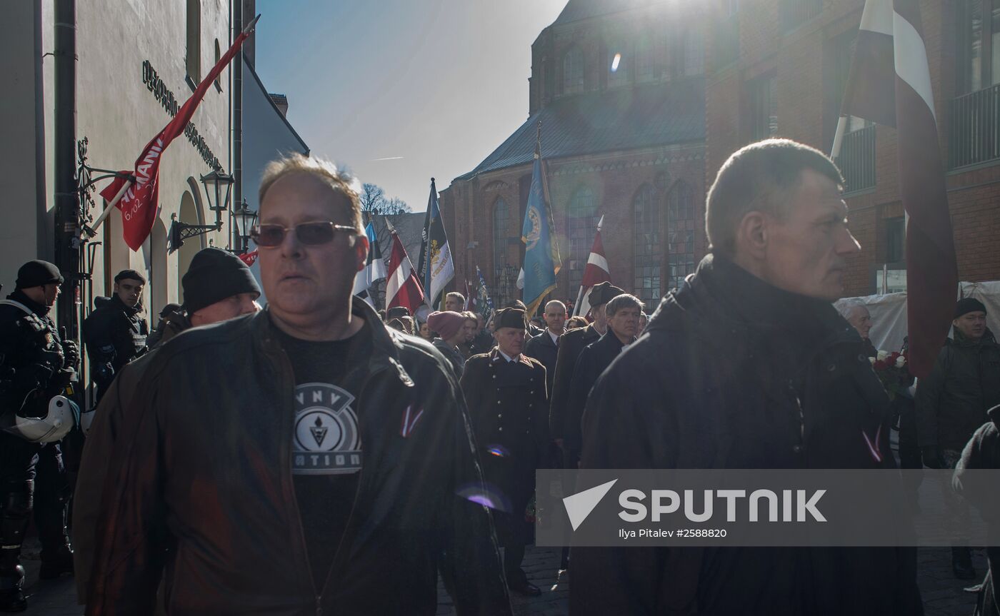 March to commemorate Latvian Legion of the Waffen-SS in Riga