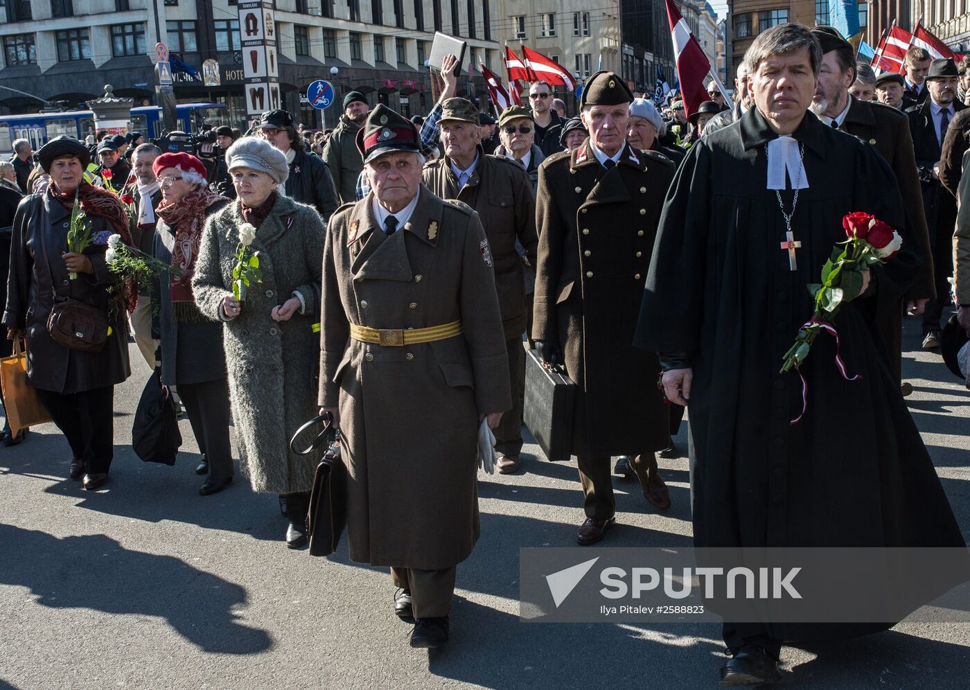 March to commemorate Latvian Legion of the Waffen-SS in Riga