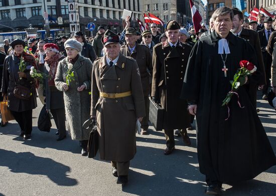 March to commemorate Latvian Legion of the Waffen-SS in Riga