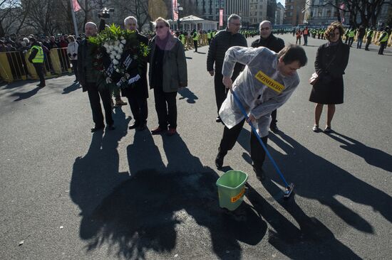 Protest action against public events in memory of Latvian Legion Waffen-SS in Riga