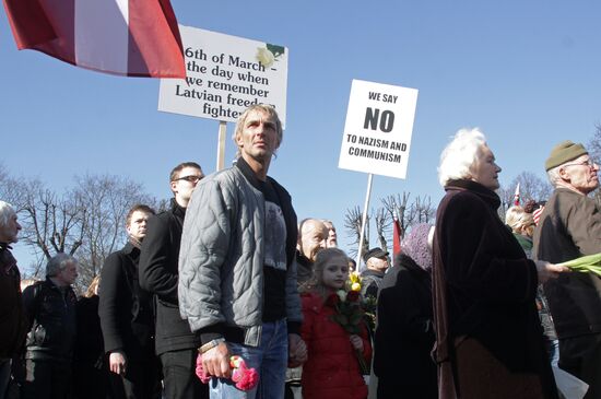 March to commemorate Latvian Legion of the Waffen-SS in Riga