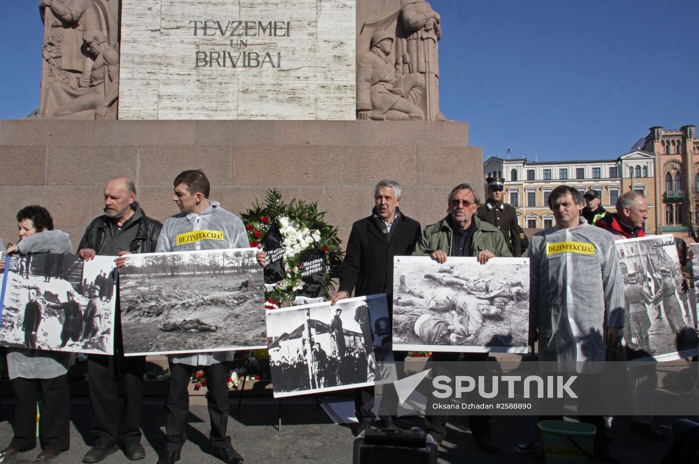 Protest action against public events in memory of Latvian Legion Waffen-SS in Riga