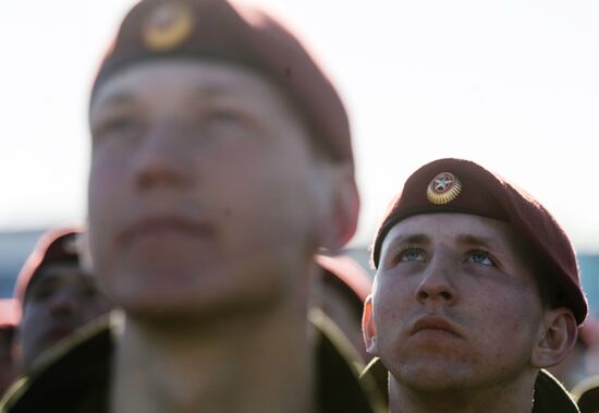 Soldiers of the Dzerzhinsky Division train for Victory Day parade