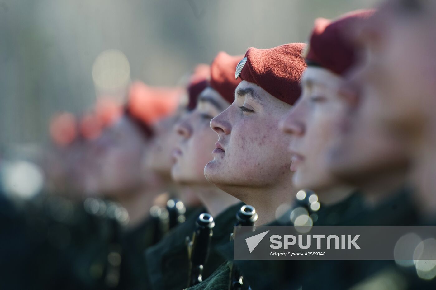 Soldiers of the Dzerzhinsky Division train for Victory Day parade