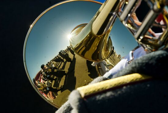 Soldiers of the Dzerzhinsky Division train for Victory Day parade