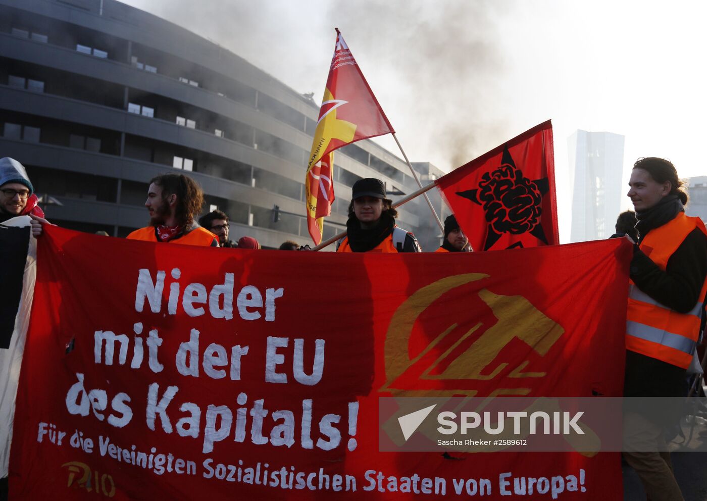 Protest against new European Central Bank office in Frankfurt