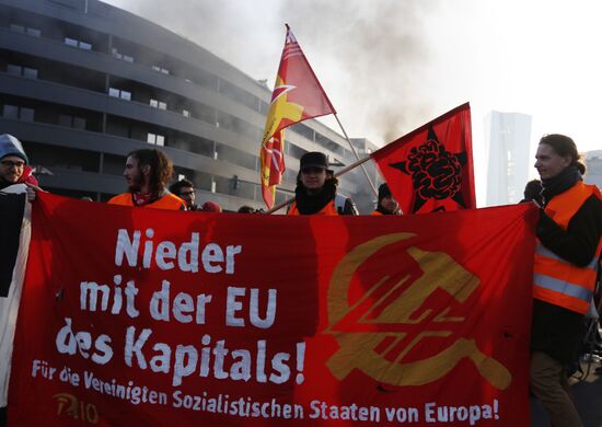 Protest against new European Central Bank office in Frankfurt