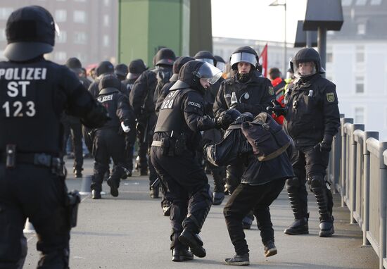 Protest against new European Central Bank office in Frankfurt
