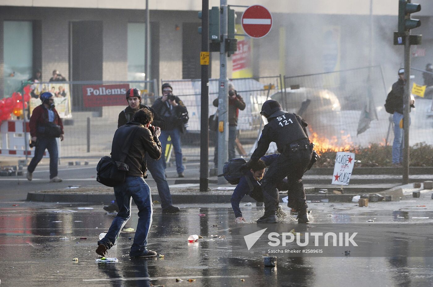Protest against new European Central Bank office in Frankfurt