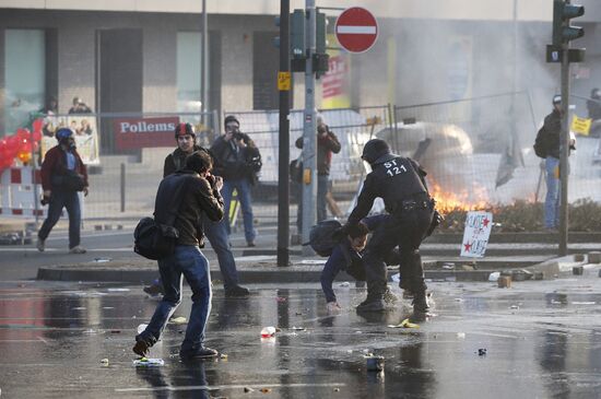 Protest against new European Central Bank office in Frankfurt