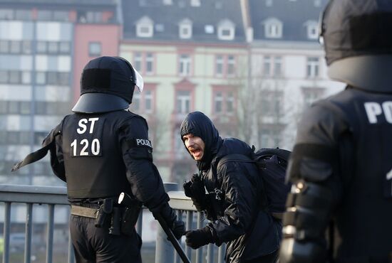 Protest against new European Central Bank office in Frankfurt