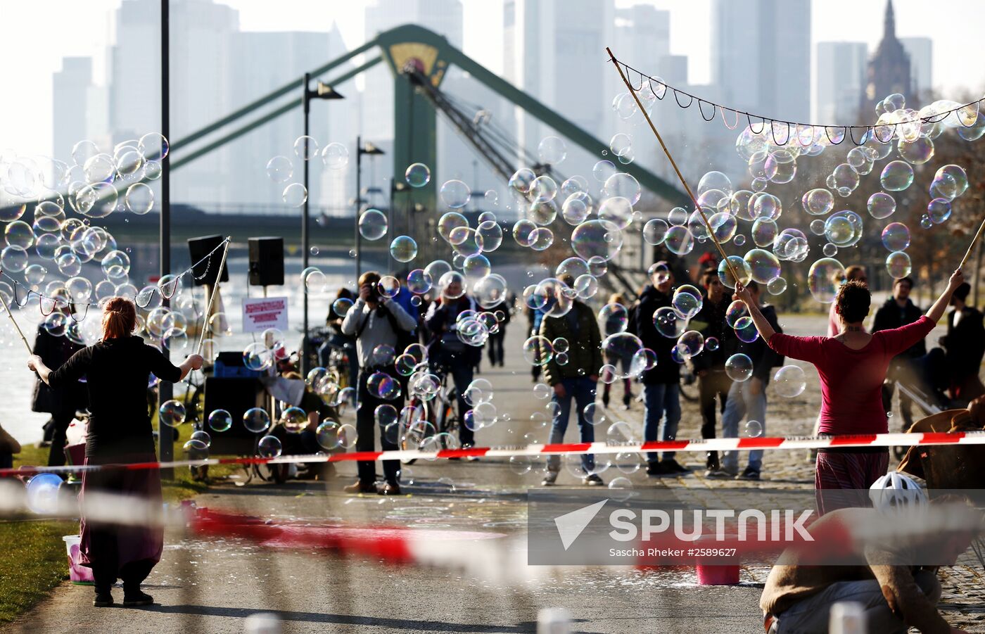 Protest against new European Central Bank office in Frankfurt