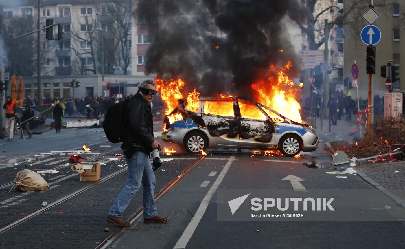 Protest against new European Central Bank office in Frankfurt