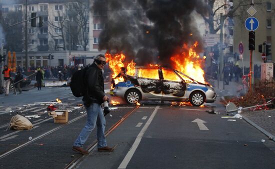Protest against new European Central Bank office in Frankfurt