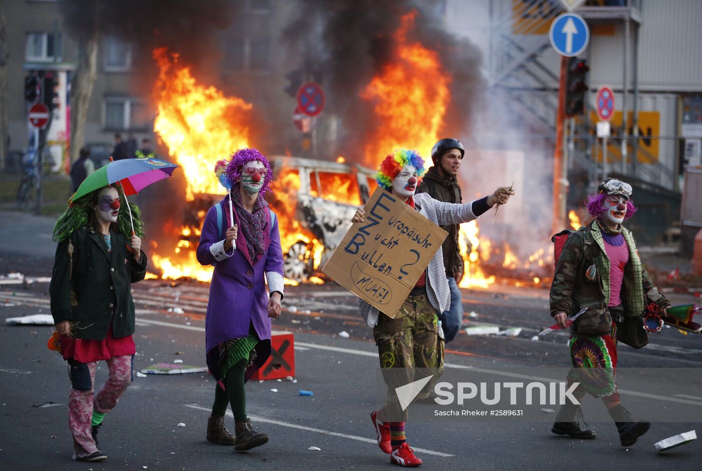 Protest against new European Central Bank office in Frankfurt