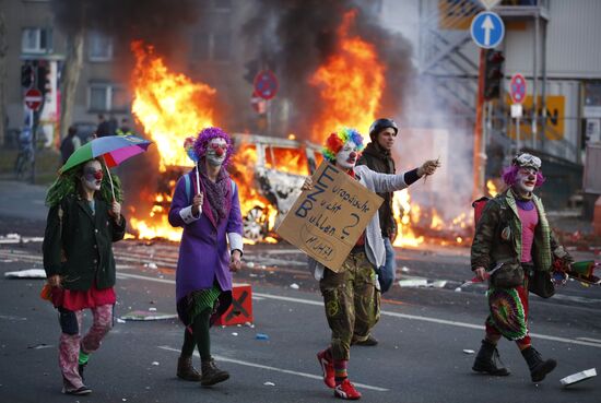 Protest against new European Central Bank office in Frankfurt